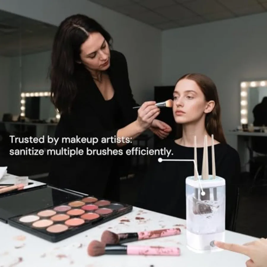 Máquina limpiadora y secadora de brochas de maquillaje eléctrica con luz UVC, sistema de limpieza de brochas automático 3 en 1 para limpieza profunda y secado rápido