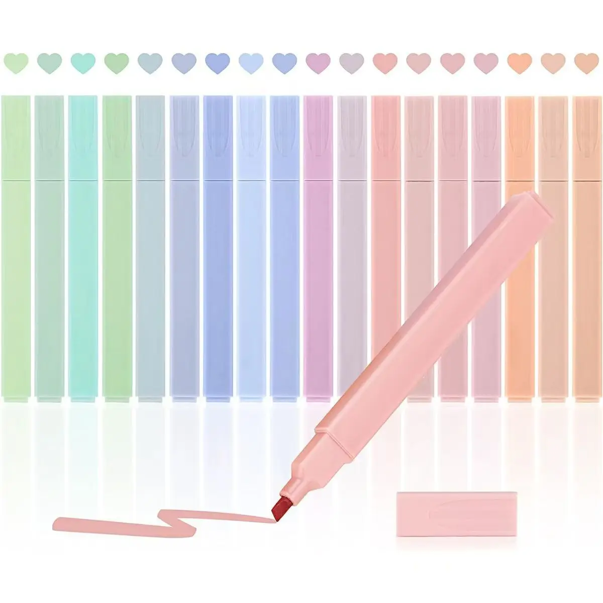 Aesthetic Highlighters 18 pcs Chisel Tip with Gold Trims Morandi Colors Cute Assorted Colors Bible Highlighters No Bleed