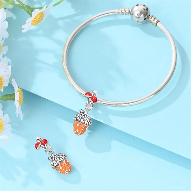925 Sterling Silver Magic Nightlight Pinecone Charms Pendant Fit 3mm Original Bracelet DIY Women Fashion Birthday Jewelry Gifts