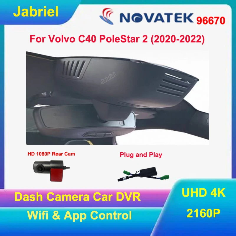 New 4K Dash Cam For Volvo C40 PoleStar 2 Wifi Car Dvr Camera 2160P Video Recorder For PoleStar 2 2020 2021 2022 Plug and play