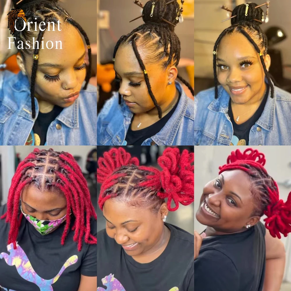 Orientfashion fábrica atacado 0.4 cm largura extensões de loc macio cabelo humano 100% artesanal extensões de dreadlocks permanentes