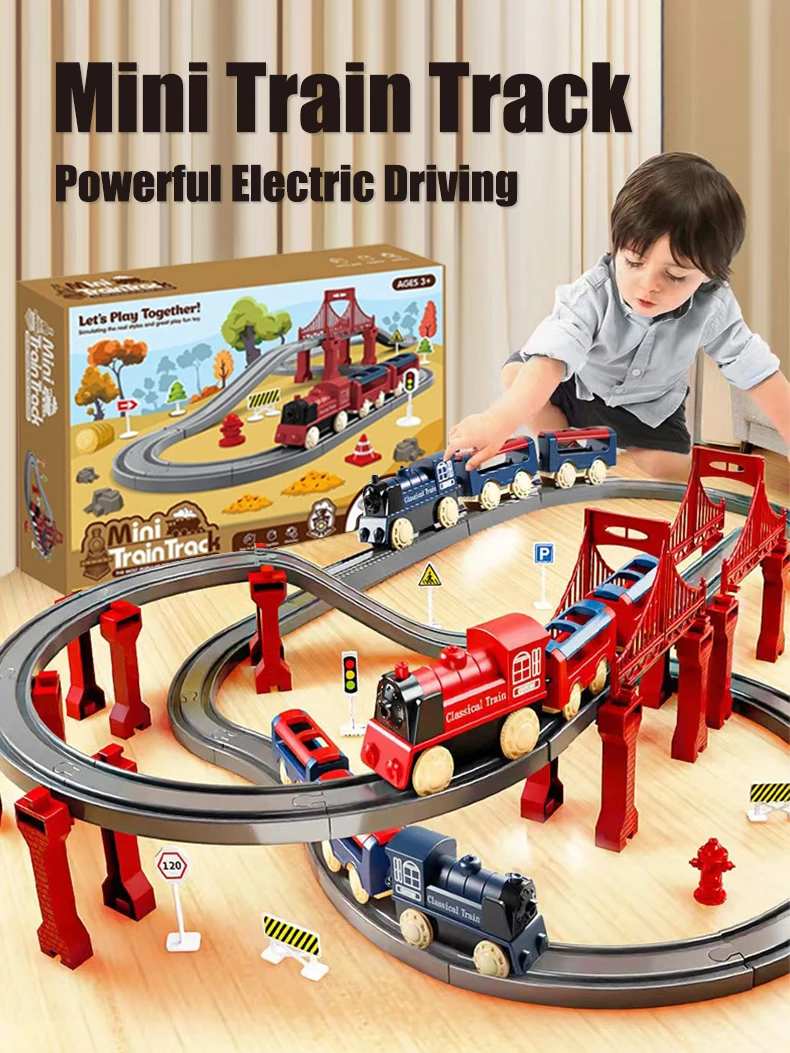 Electric Assembling Rail Train Boy Educational Simulation Model Set Christmas Birthday Gift Train Track Toys