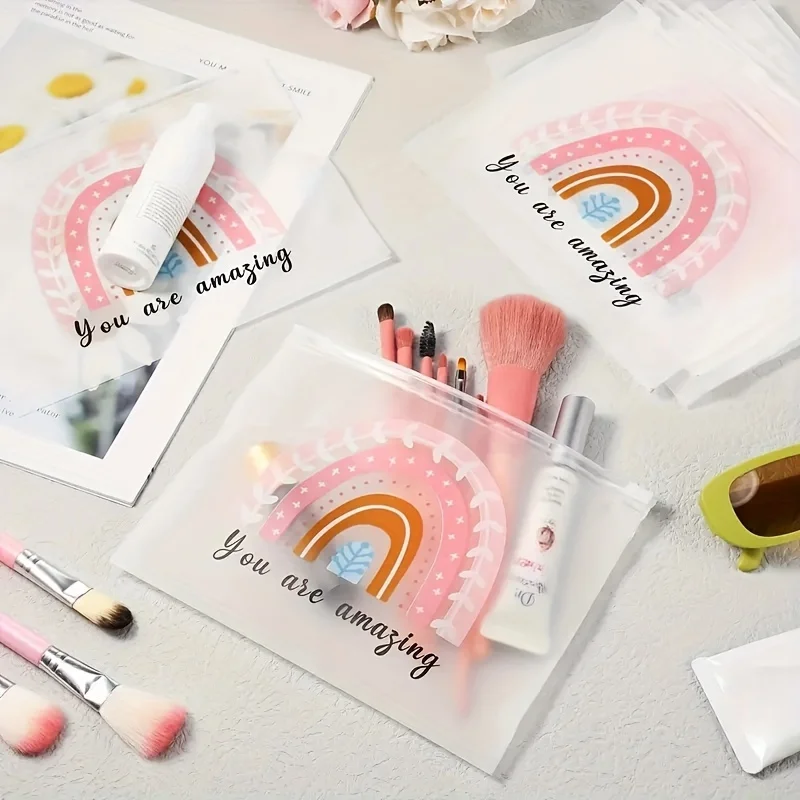 20 Stück/10 Stück Regenbogen-Make-up-Reißverschlussbeutel, langlebiger EVA-Kunststoff, unverzierte, wiederverwendbare Kosmetik-Aufbewahrungsbeutel für Reisen und den täglichen Gebrauch
