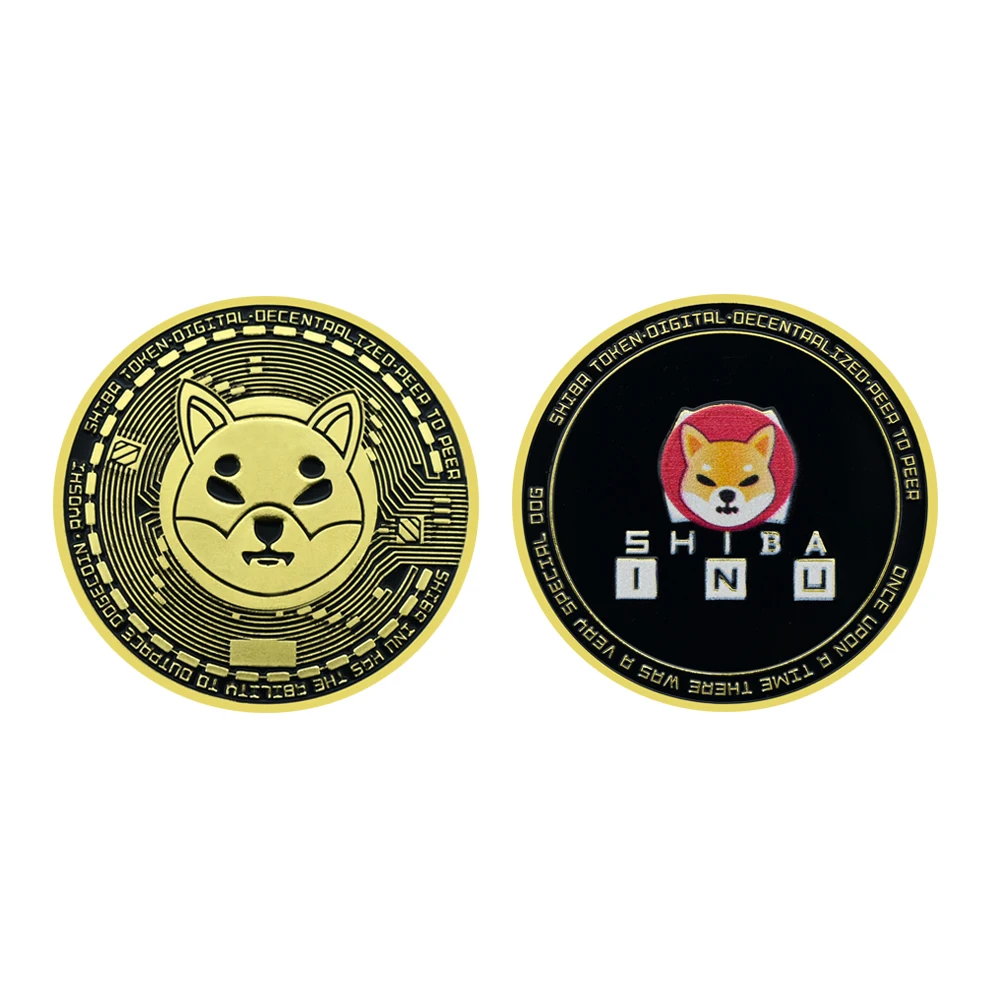 New Dogecoin Gold Plated Coins Collection SHIBA Dog Pattern Souvenir Desktop Ornaments Home Decoration Crafts Gift