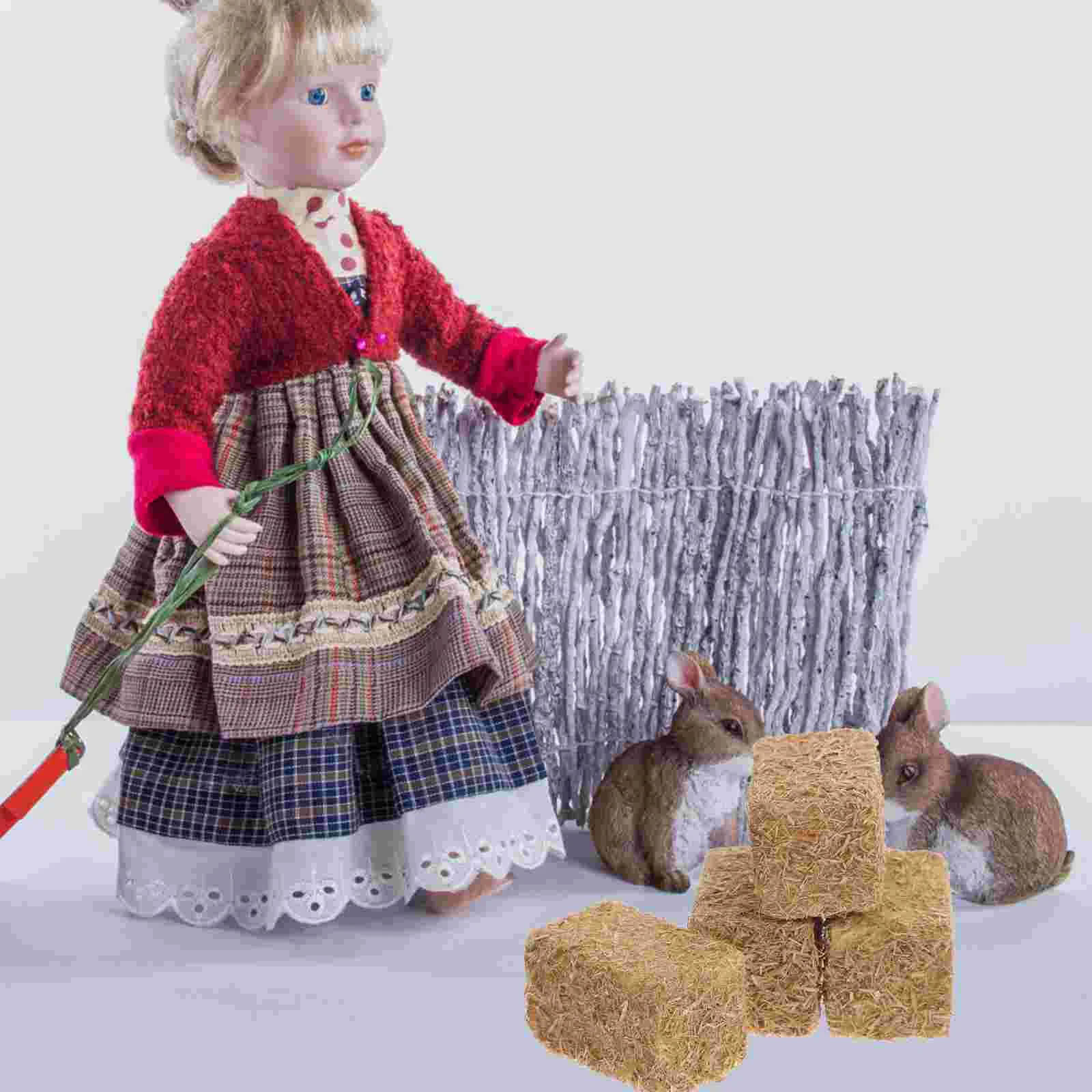 4 Pcs Farm Hay Decor Mini Haystack Toy Set Straw Bales Village Accessories Fall