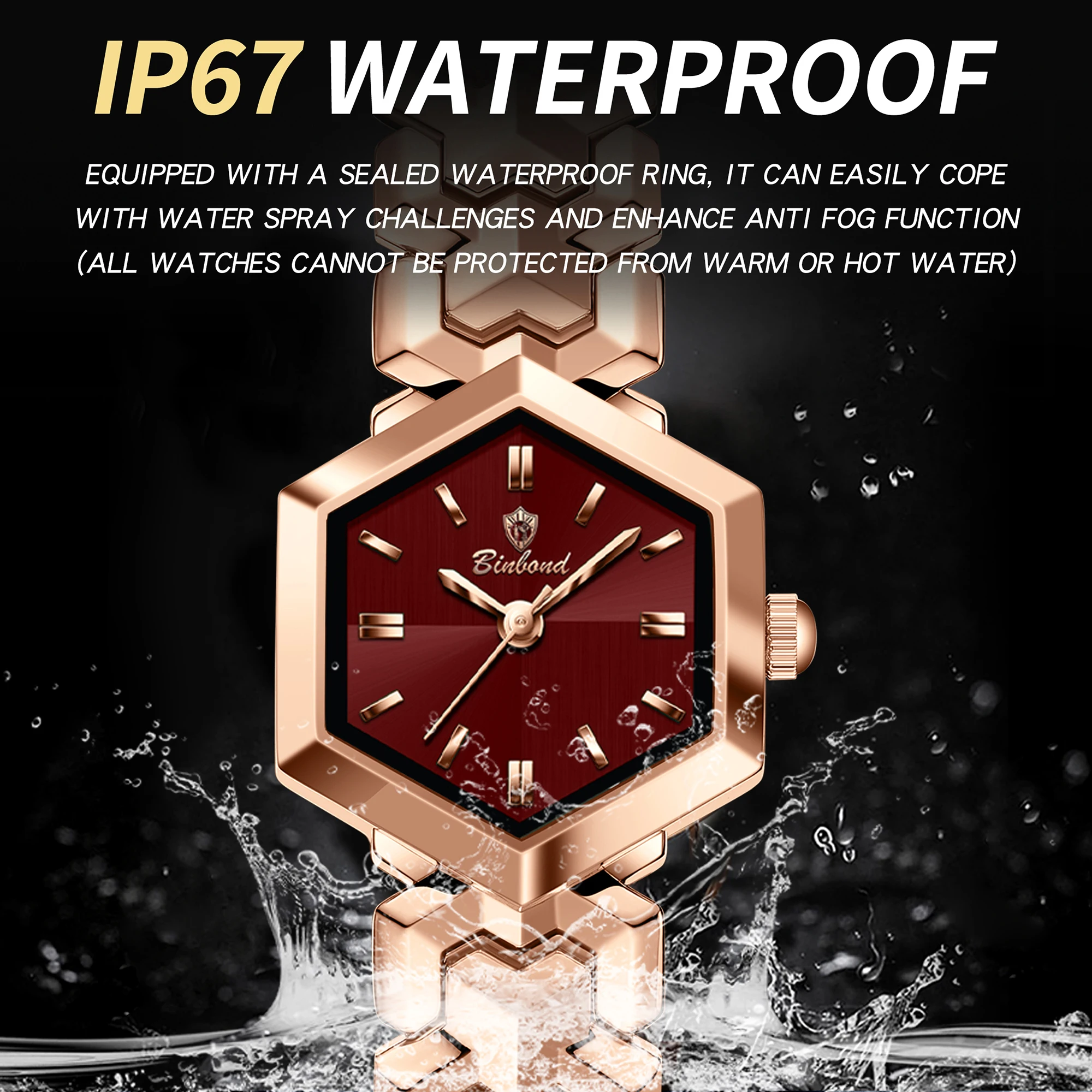BINBOND Free Ship Orginal Luxury Quartz Watches For Women Precise Durable Waterproof Ladies Watch Casual Wristwatch Reloj view 5