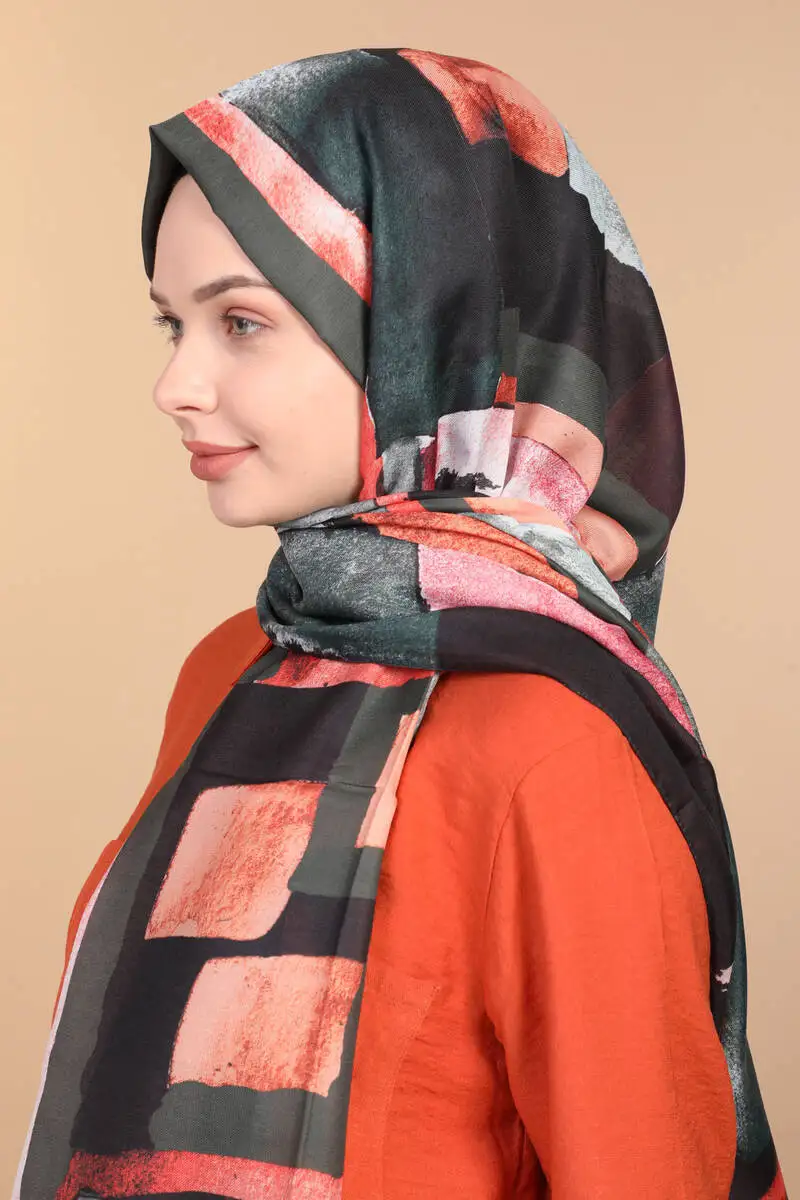 ShantuQ Stripe Pattern Color Soft Twill Shawl Orange