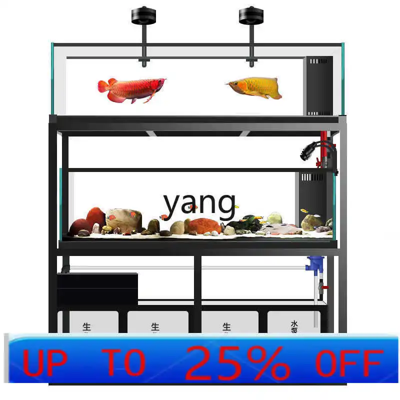 

Lhh small and medium-sized fish tank, living room, household floor-to-ceiling stream tank, lazy water-free land tank