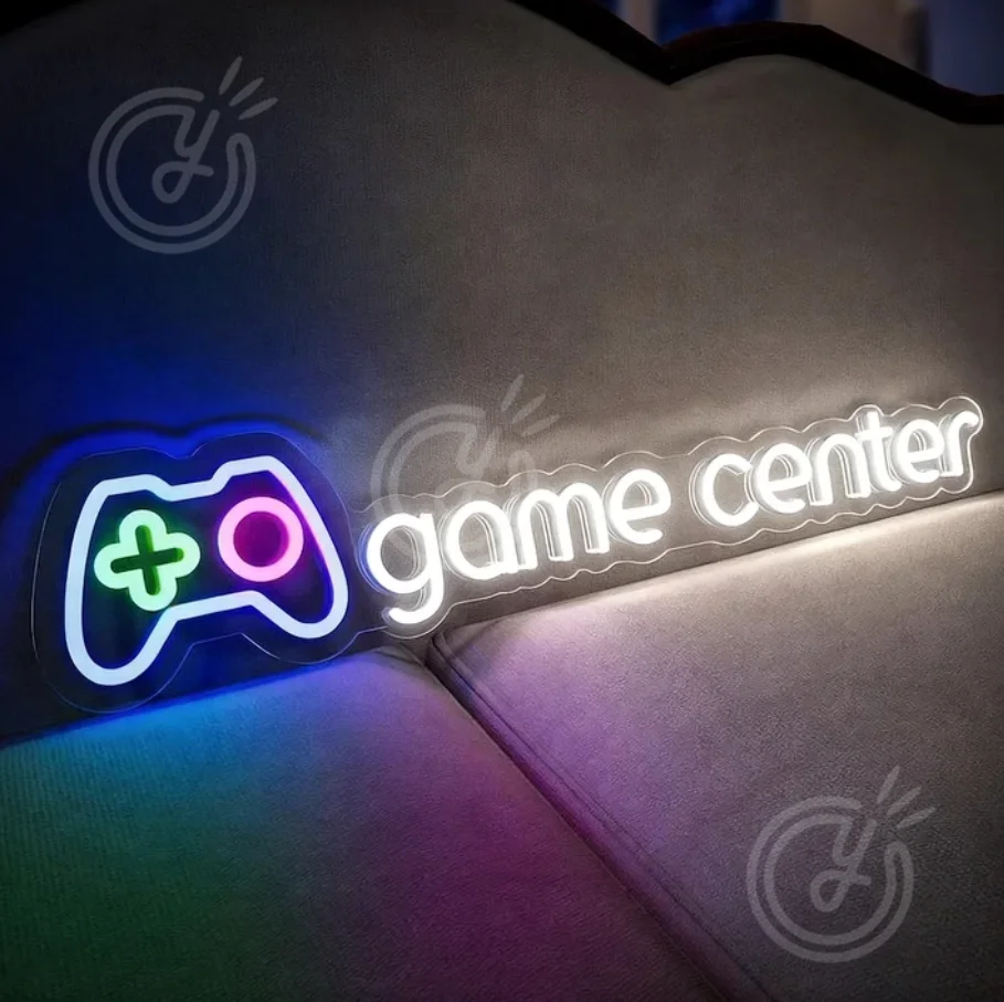 

Неоновая вывеска для игровой комнаты, индивидуальная вывеска для игрового центра, неоновая подсветка для геймеров, персонализированный светодиодный логотип, украшение для стримеров и геймеров