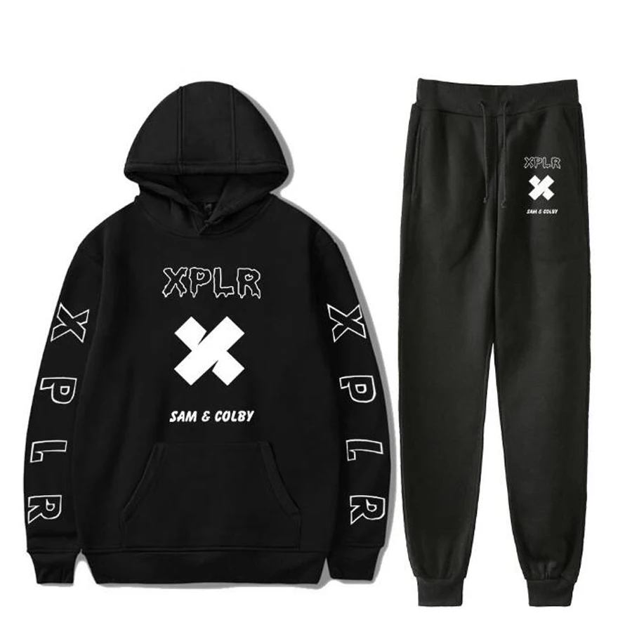 

Sam and Colby XPLR Merch Men's Sportswear Sets Casual Tracksuit Two Piece Set Top and Pants Sweat Suit Male Sporting Suits