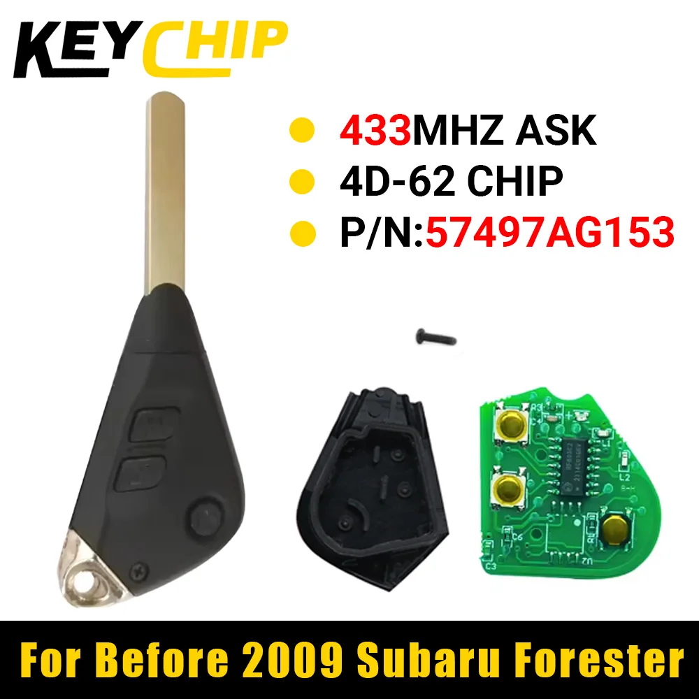 KC para Subaru Impreza Forester Liberty Outback Tribeca 2004 2005 2006 2007 2008 2009 433MHz 4D-62 mando a distancia para coche 57497AG153