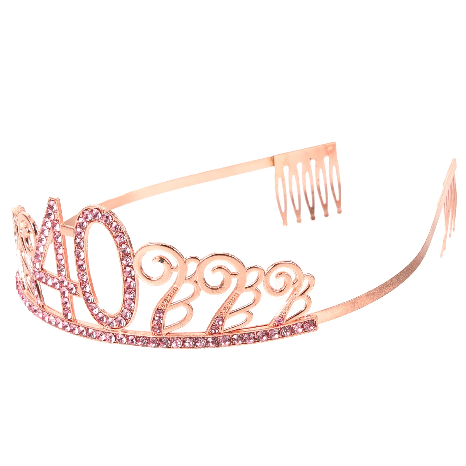 

Birthday Crystal Rhinestone Tiara Queen Crowns Dance party Headband Hair Combs Pin for Women's 40th Birthday Party Favor (Rose G