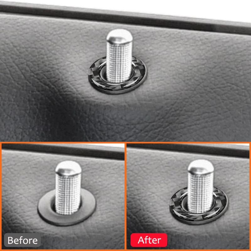 For Mercedes Benz C Class W204 2007-2014 Carbon Fiber Car Door Lock Switch Buttons Trim Frame Decorative Modification Sticker