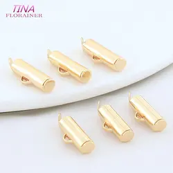 4*14.5MM 14K Gold Color Brass Ends Fastener Clasps Cord Ribbon Connect Bracelet Clasp High Quality Jewelry Making Findings