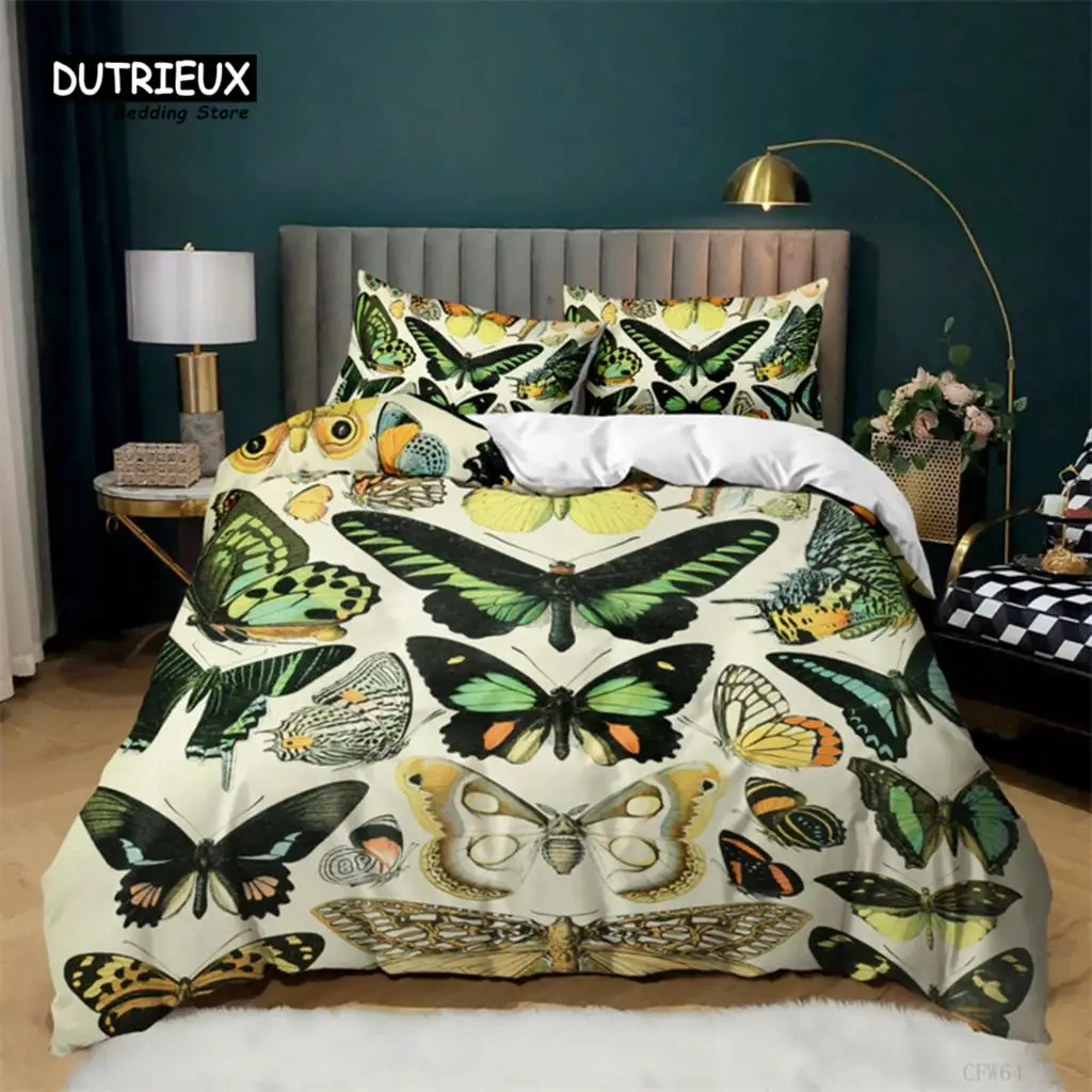 

Girls Duvet Cover Set Queen Size Butterfly Bedding Set For Kids Teens Gorgeous Colorful Butterflies Comforter Cover Pillowcases