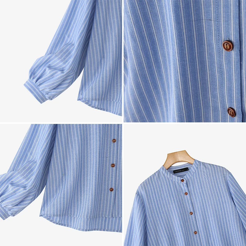 ZANZEA Camicie a righe da donna Moda Bottoni a maniche lunghe Elegante camicetta da ufficio 2026 Primavera Casual Allentato Lavoro Streetwear Top Blusa