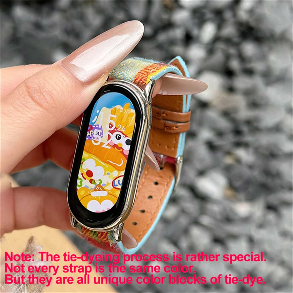 Colorful Tie-dye Woolen Plaid Flannel Cloth Soft Strap For Xiaomi Mi Band 9 8 7 6 5 4 3 Wristband For Xiaomi Mi Sports Band 14MM