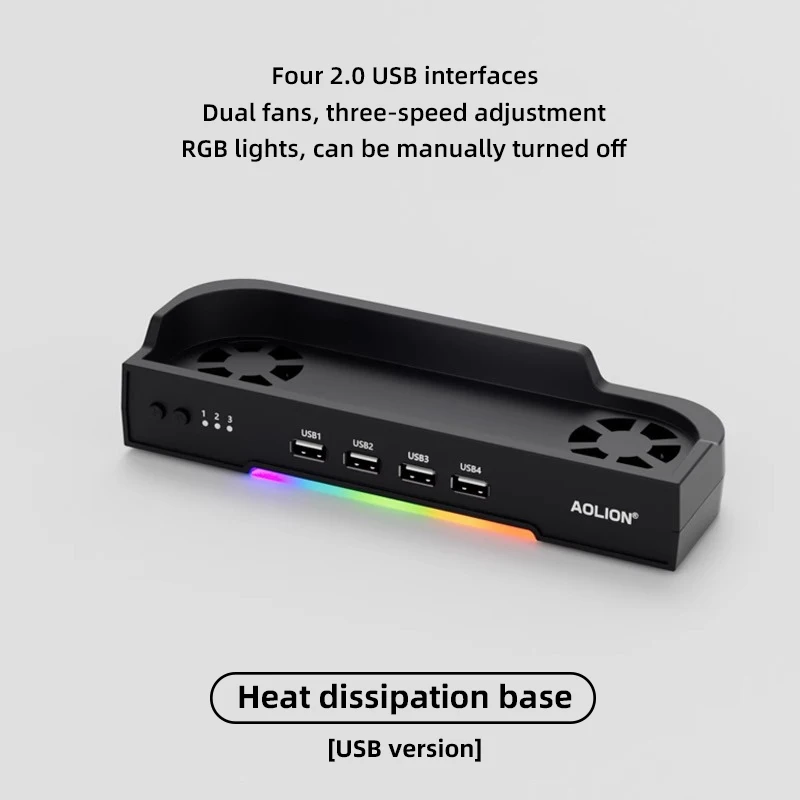 

Вентилятор RGB для охлаждения Switch 2, портативная док-станция-хаб, расширительная база для аксессуаров Switch 2, зарядная док-станция, кронштейн для консоли NS2