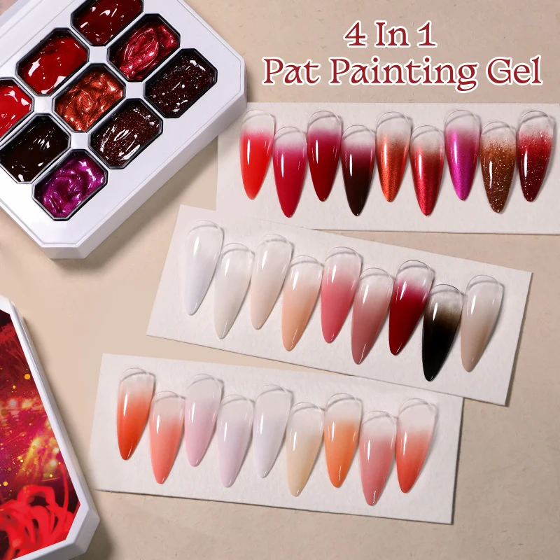 UR SUGAR-Gel de pintura de Pat rojo reflectante, 4 en 1, estampado, diseño degradado, esmalte de uñas en Gel, manicura, uñas de boda de Año Nuevo
