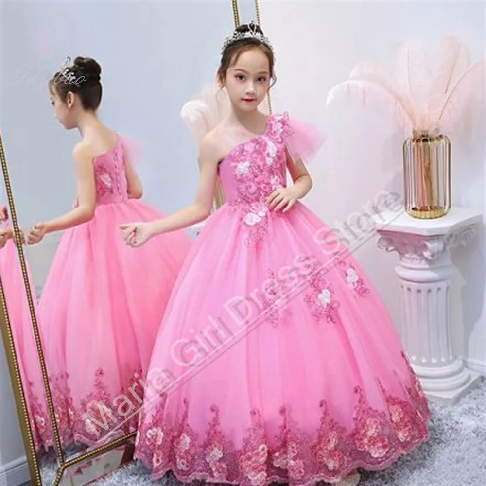 Elegant Girls Dresses Pink Fluffy Flooring For Children’s Birthday Parties Weddings Bridesmaid Performances Event Photography