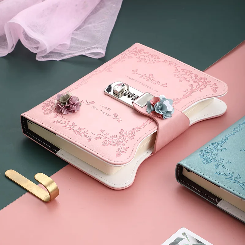 Livre de mot de passe Vintage, journal créatif avec serrure, écriture Simple pour étudiant, livre de notes épais en forme de cœur pour fille, papeterie