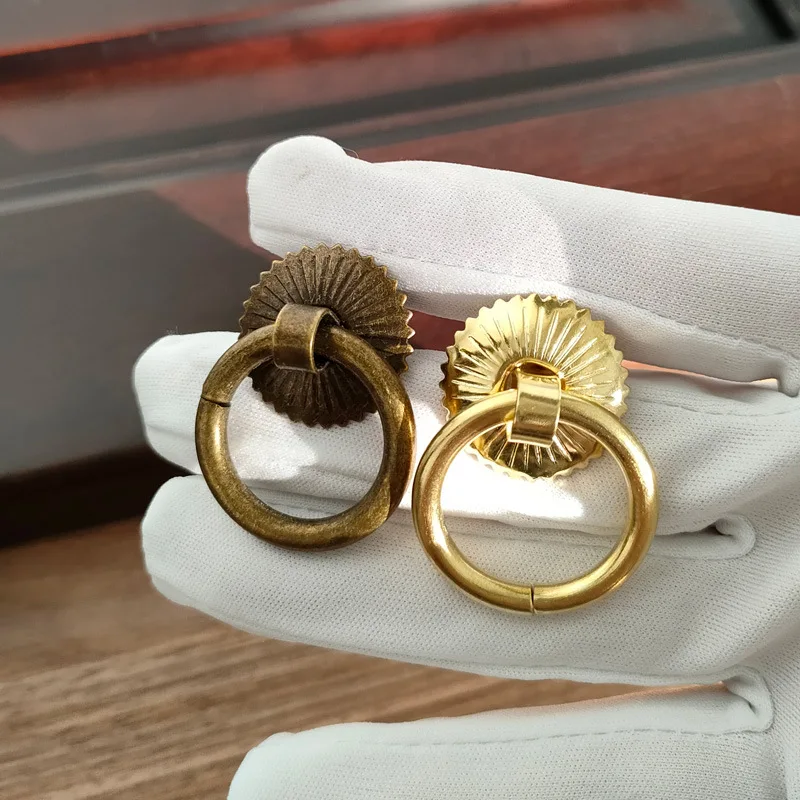 ヴィンテージ真鍮キャビネットリングノブ取手ゴールドキッチン引き出し食器棚ドアハンドル-1パック