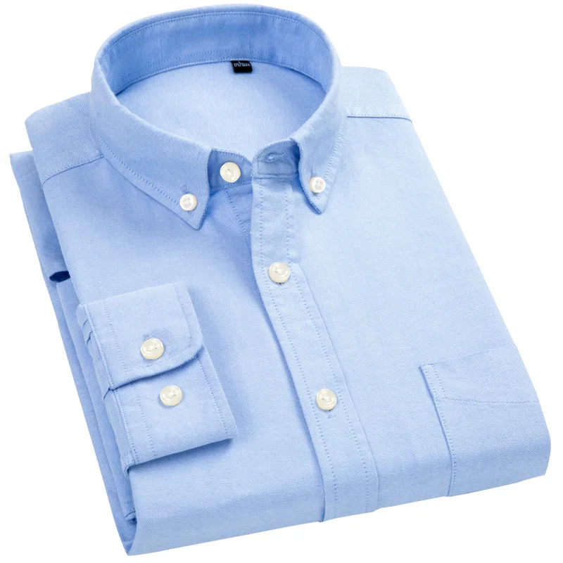 Camisa de manga larga 100 de algodón para hombre, Camisa a rayas a cuadros de Color sólido, informal, de ocio, nueva