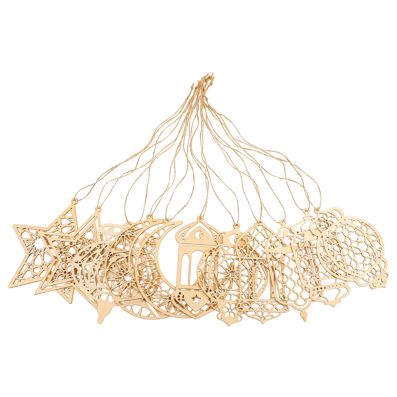 11Pcs Creative Home Decor Wooden Slices Unfinished DIY Craft Cutouts for Holiday Party Hanging Ornament Wood Chips Embellishment