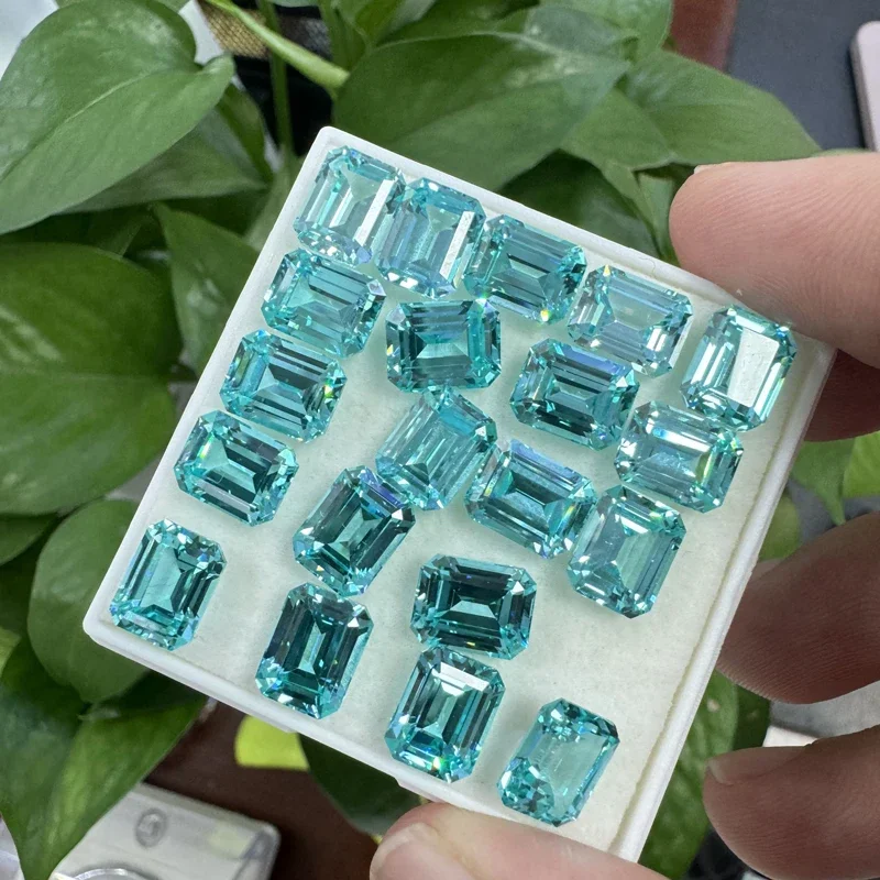 Top Lab Grown Paraiba Sapphire Emerald Cut VVS1 Gemstone Charms DIY for Jewelry Making Materials Selectable AGL Certificate