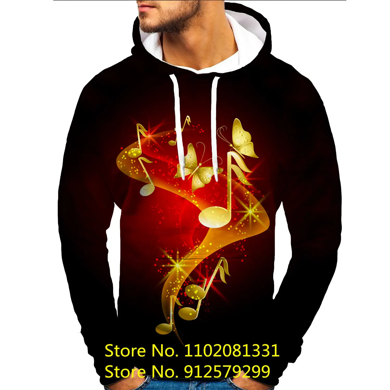 Fashion Autumn Musical Note Hoodies 2022 Rock Music 3D Printed Mens Sweatshirt Unisex Pullover Casual Jacket