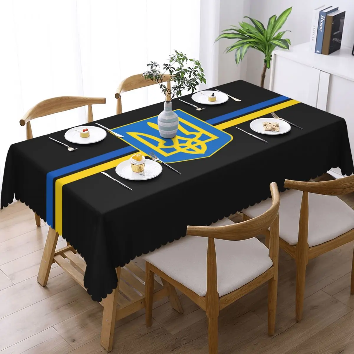 Customized Rectangular Waterproof Flag Of Ukraine Stripe Tablecloth Table Covers 45