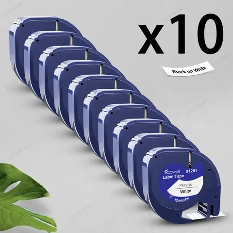 3/5/10PK 91201 Compatible Dymo Letratag Label Tape 91201 12267 91200 91202 91203 12mm LT Tape for Dymo LT100H LT100T Label Maker