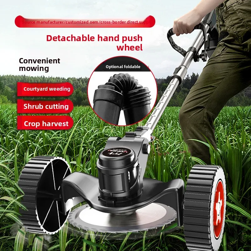 Electric Household Wheeled Lawn Mower, Rechargeable Lithium Battery  Multi-functional Roller Garden Lawn Mower