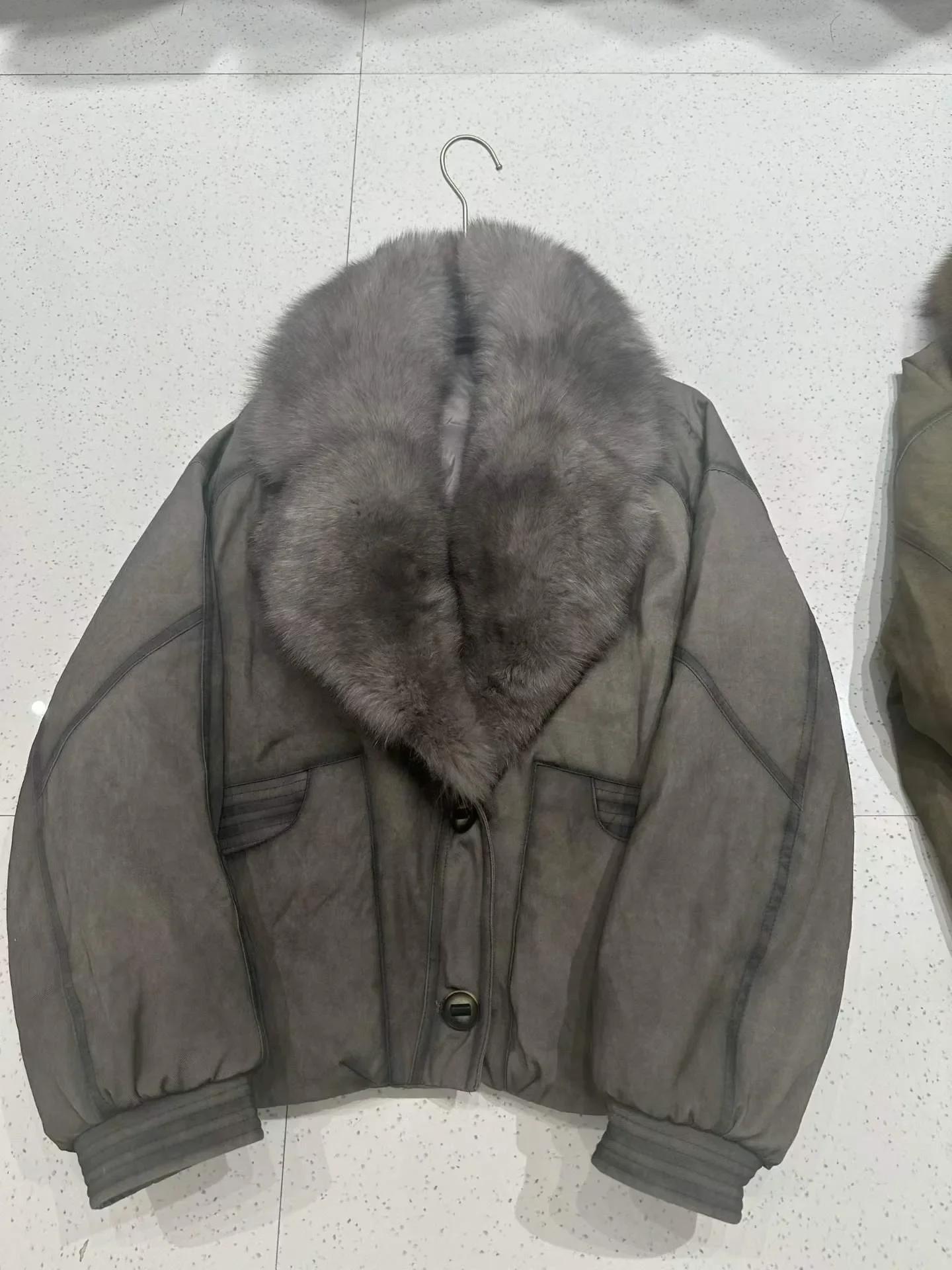 OFTBUY Big Fox Fur Collar Goose Down Clothing Women Warm Thick Short Down Outerwear Winter Suede Jacket with Fur for Female