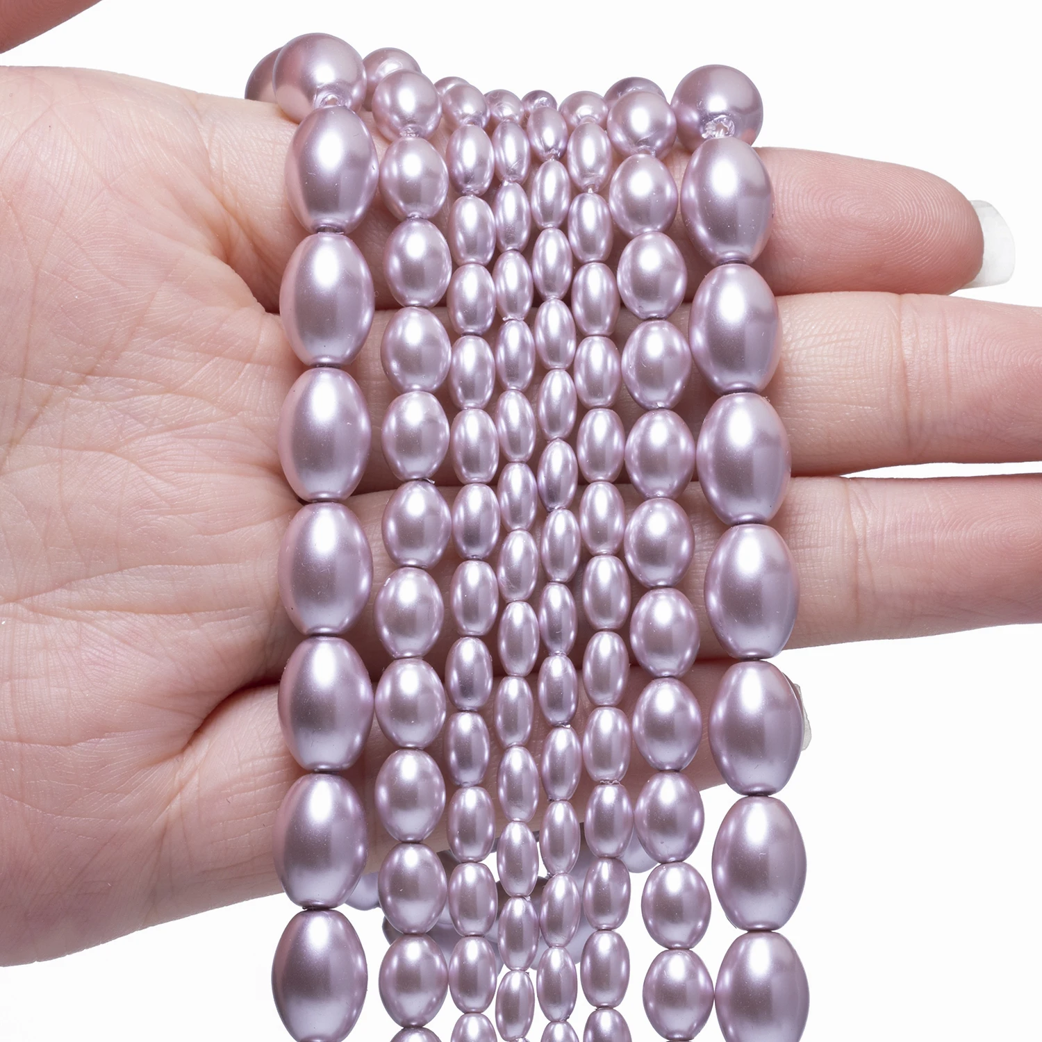 Vier Größen Reisförmige Mehrfarbige Glas-Imitationsperlen für Schmuckherstellung Handgefertigte DIY Armband Halskette Zubehör – Detail 8