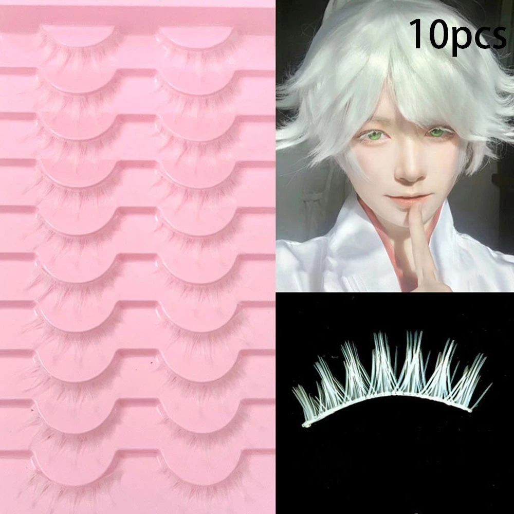 5/10 Pairs White Comics False Eyelashes Set Cosplay Show Natural DIY False Lashes Extension Reusable Manga Eye Makeup