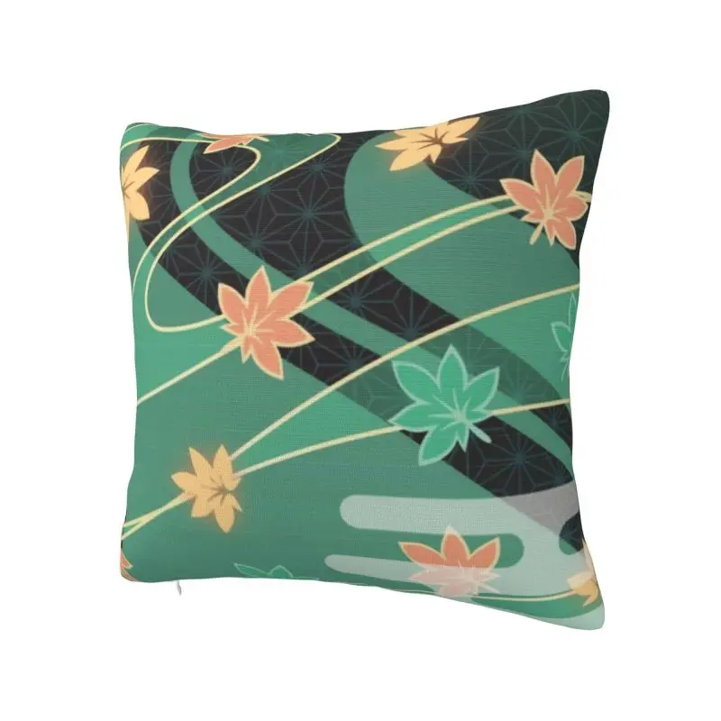 Kazuha Anemo Maple Pattern Cushion Cover 40x40cm Genshin Impact Anime Game Velvet Nordic Pillow Cases Home Decoration