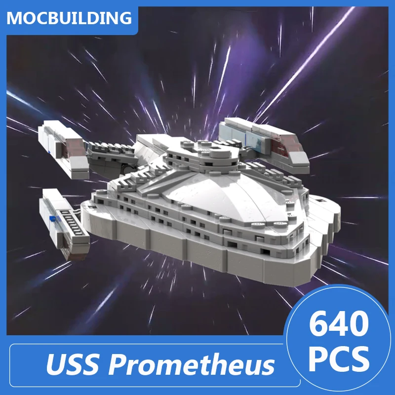 Bloques de construcción de USS Prometheus, modelo a escala 1:1250, Moc, Space Diy, montaje de ladrillos, colección de exhibición, juguetes, regalos de cumpleaños, 640 piezas