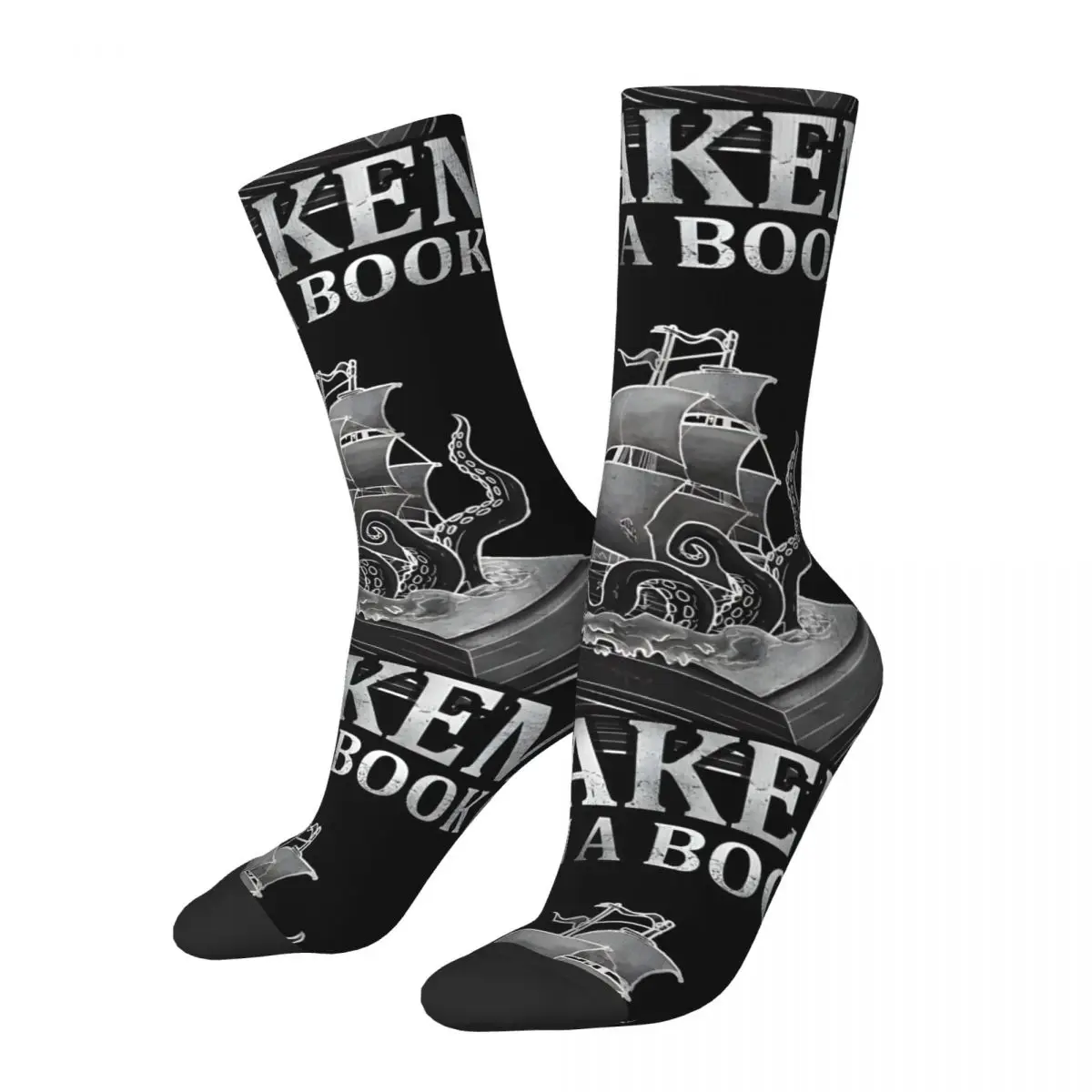 

Vintage OPEN A BOOK Men's compression Socks Unisex Kraken Harajuku Seamless Printed Novelty Crew Sock