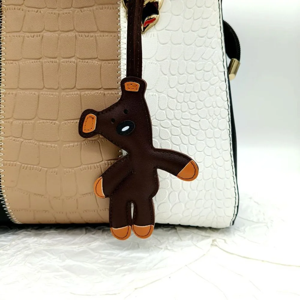 Niedlicher PU-Leder-Bären-Taschenanhänger, Bärenform, Cartoon-Schlüsselanhänger, Kawaii, weicher Schlüsselring, Accessoires, Taschenanhänger, Dekorationen