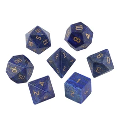 Natural Lapis Lazuli Polyhedral DND Crystal Dice Ornaments Jewelry Accept Custom Font Symbol Pattern