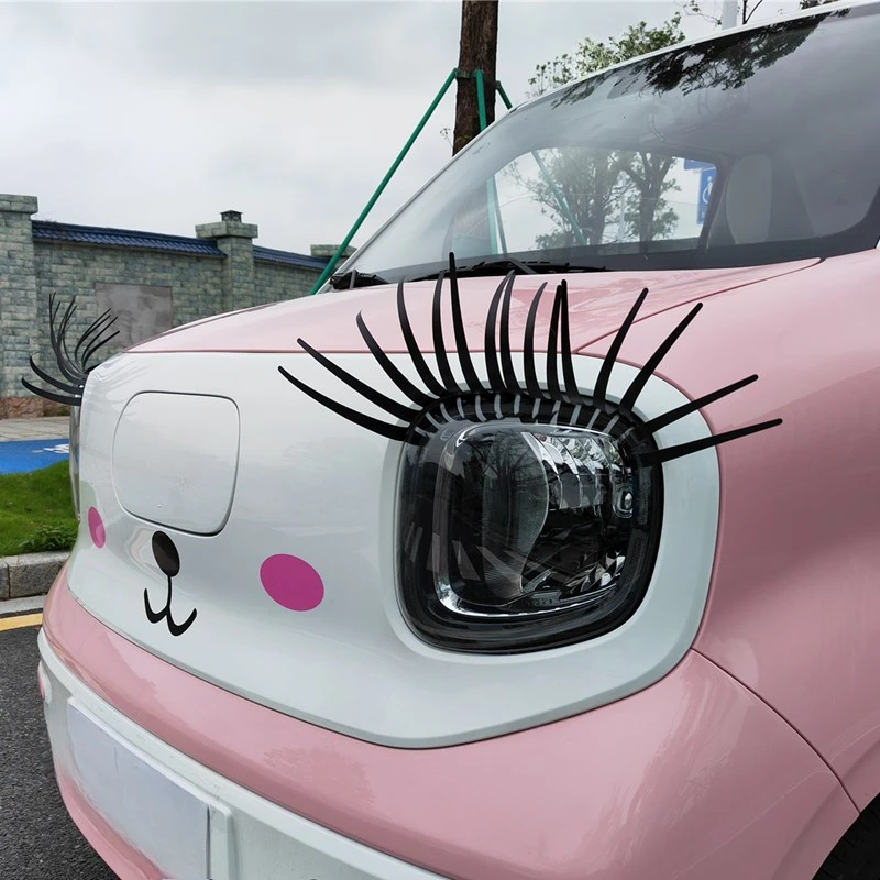 3D Charming Black False Eyelashes Fake Eye Lash Sticker Car Headlight Decoration Funny Decal 1Pair