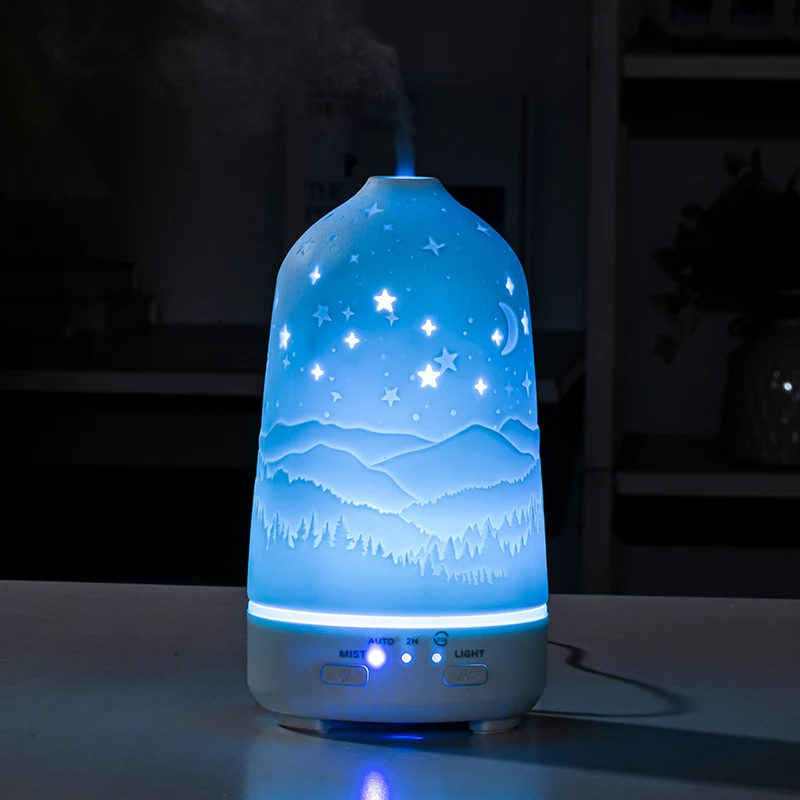 Mini humidifiers Essential Oil Diffuser Aroma Diffuser Mist Humidifierswith 7 Color LED Lights white