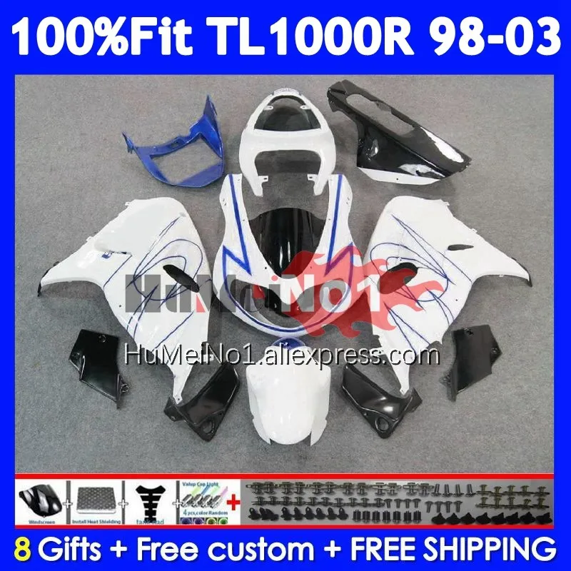 Body For SUZUKI SRAD TL1000 TL 1000 R 1000R 123No.41 TL1000R 98 99 01 02 White blue 03 1998 1999 2000 2001 2002 2003 Fairings