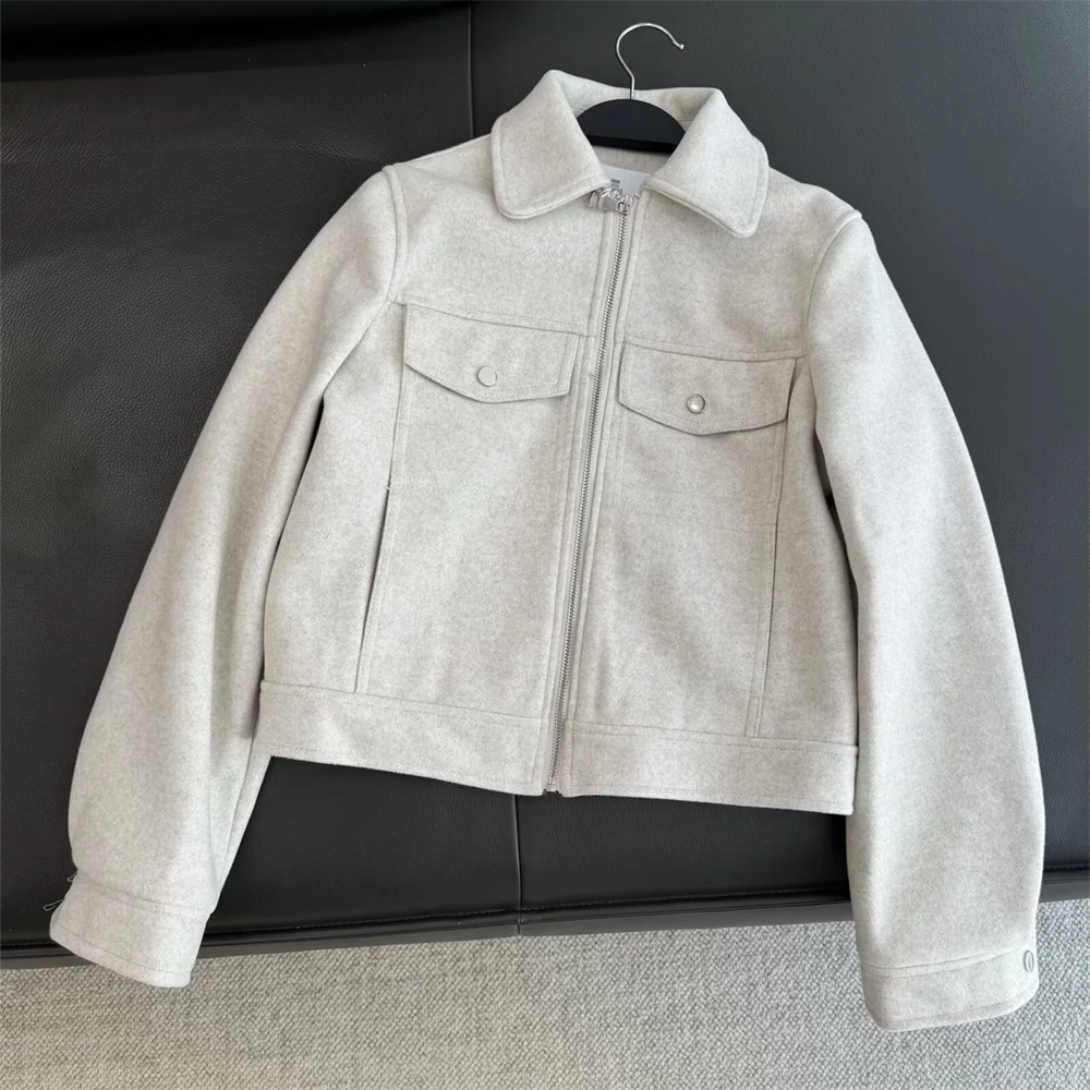 المرأة الجديدة أزياء تنوعا الياقة طويلة الأكمام عارضة جيب الديكور لينة سستة سترة معطف #2