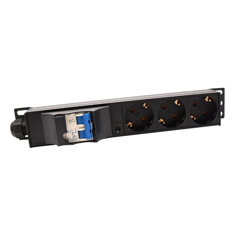 Cabinet Rack PDU Power Strip Wiring Board 3 Ways Europe Socket 16A/32A Air Circuit Breaker Without Wire Extension Board