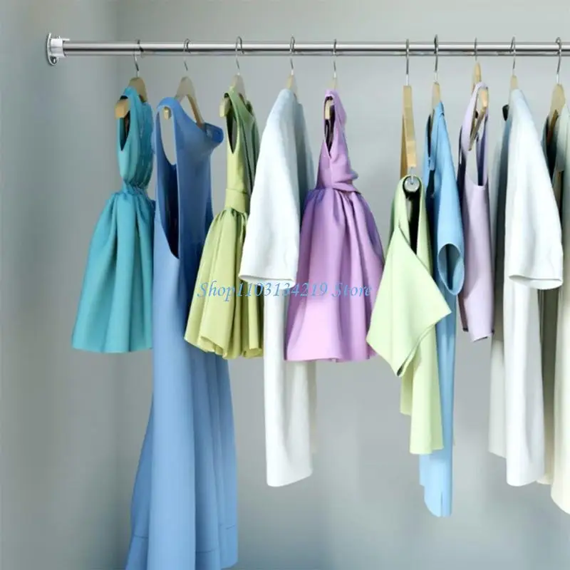 N5KC 2pcs Steel Curtain Rod Supports Rod Brackets Simple Installation for Closet Use