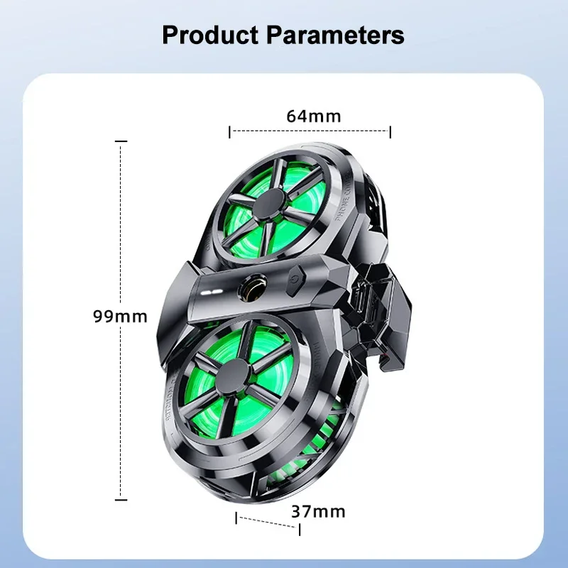 Refrigerador de telefone móvel com ventilador, dispositivo de resfriamento silencioso de sucção magnética específica para jogos, clipe traseiro sem fio Bluetooth