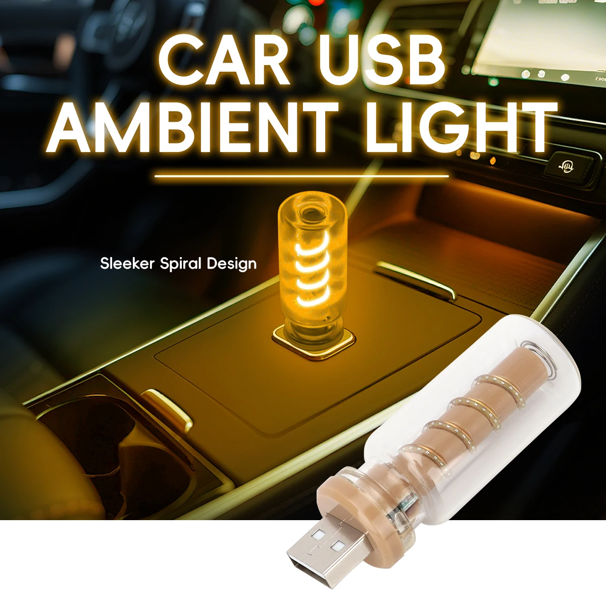 

2 шт. автомобильных светодиодных ламп с USB-управлением, атмосферная подсветка, лампочки накаливания, светодиодные филаментные лампы для спальни, ночное освещение, Plug and Play