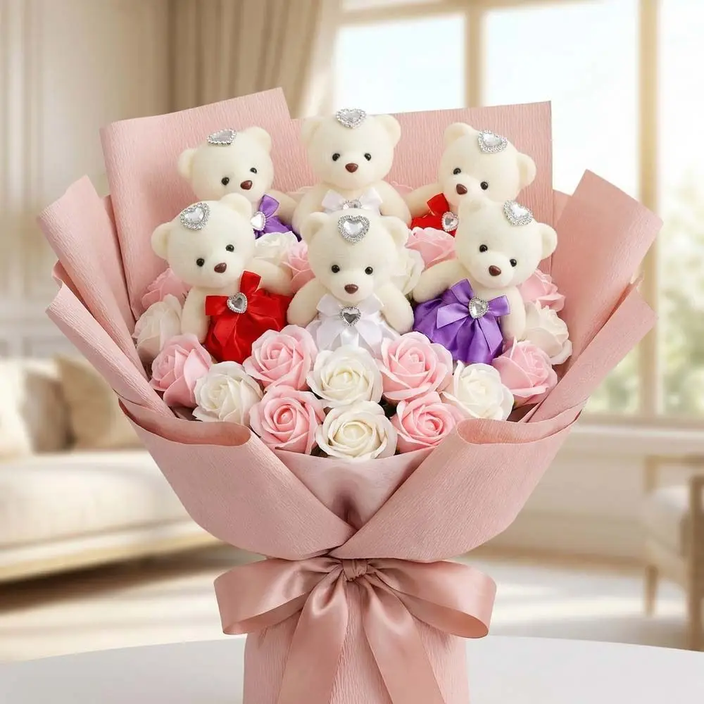 

Набор из 10 плюшевых игрушек-медведей из пенопласта, мини-медведи для букетов, мультяшные куклы для DIY-букетов